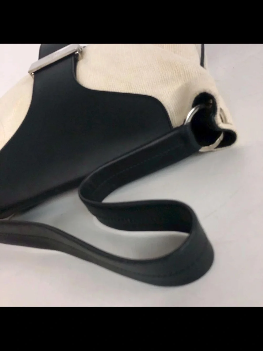 Gucci Black and Cream Shoulder Bag with Leather Flap